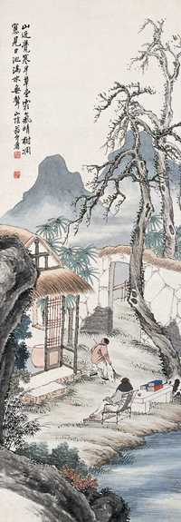 翁介眉 霜天秋庭 立轴